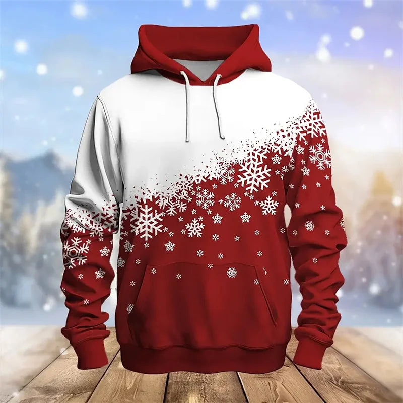 ⭐ 3D Weihnachts Hoodie Herren Damen Kinder | Schneemann & Elch Print | Partnerlook XS-6XL
