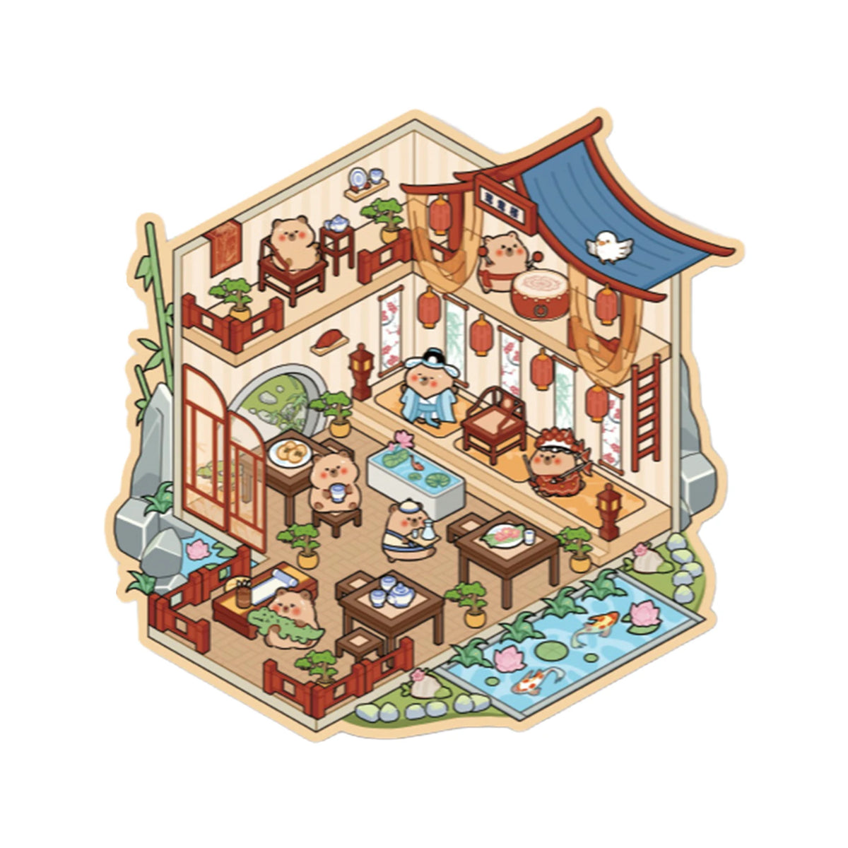 3D DIY House Sticker Scene Handmade Isometric Miniature Room Sticker 3D Visual Stickers PET Creative Gifts for Kids