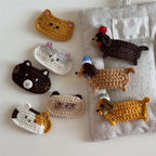 ⭐ Häkel Haarspange Handgemacht | Süße Tier Motive Hund & Katze | Yarn Hair Clip | 1 Stück