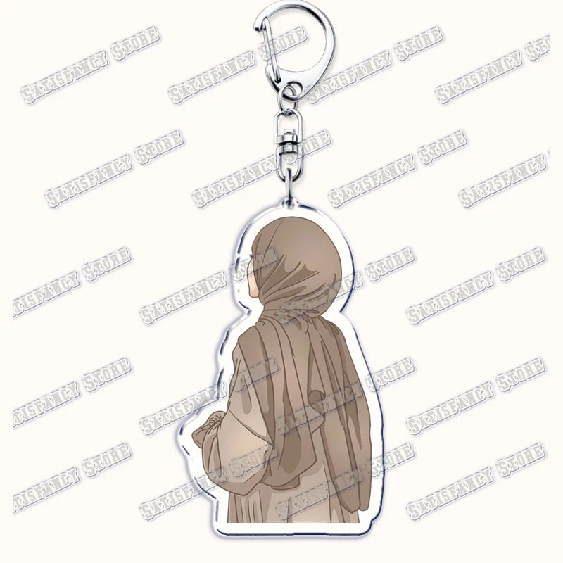 Fashion Islam Muslim Girl Woman Keychains for Accessories Bag Ramadan Eid Mubarak Hijab Keyrings Jewelry Fans Feminism Gifts
