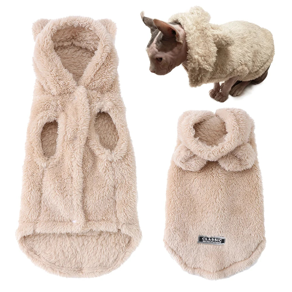 ⭐ Haustier Fleece Mantel | Warmer Hunde Katzen Hoodie Winter | Hasenohren Design