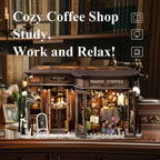 DIY Doll House Wooden Miniature Kit Assembly Building Model Kits Home Decorations with Furniture for Magic Coffee