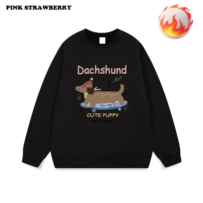 ⭐ Dackel Plüsch Hoodie Damen | Korean Style Oversized | Y2K Kawaii Pullover 2025