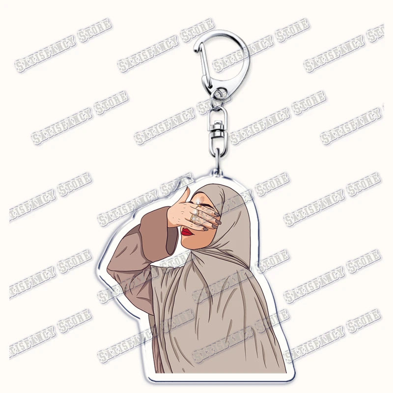 Fashion Islam Muslim Girl Woman Keychains for Accessories Bag Ramadan Eid Mubarak Hijab Keyrings Jewelry Fans Feminism Gifts