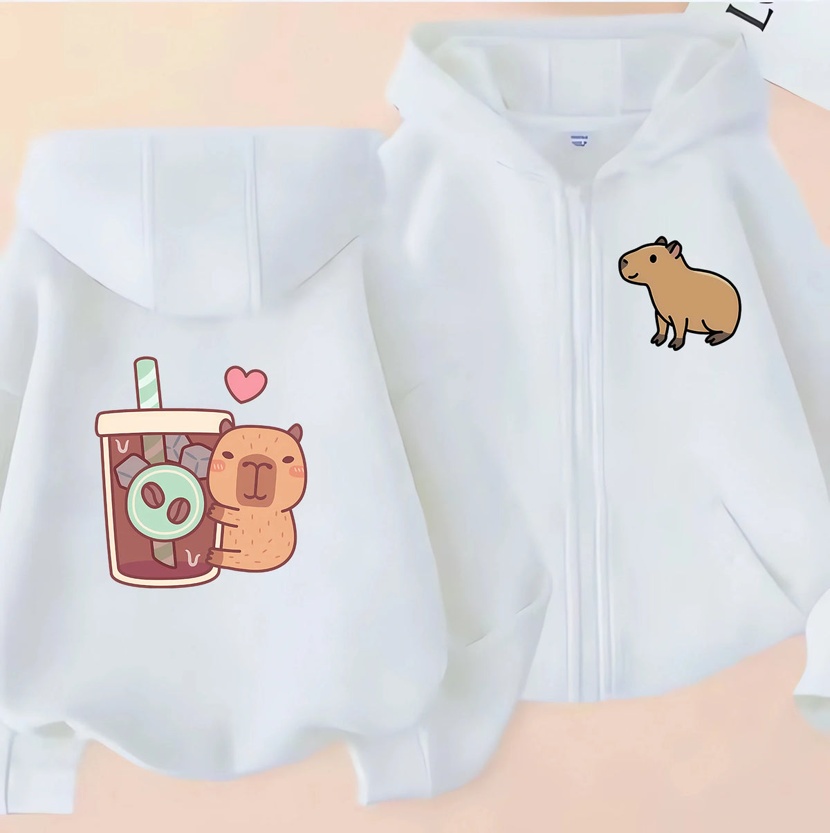 ⭐ Kinder Capybara Hoodie | Lustiger Zip Up Reißverschluss | Manga Sweatshirt Jungen Mädchen