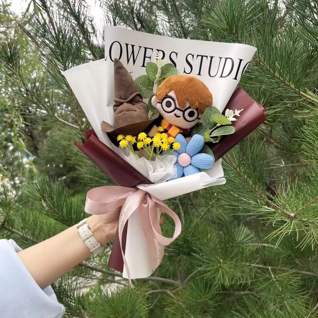 ⭐Harry Potter Plüsch Figuren Strauß | Kreatives Geschenk Set | Handgemachtes Bouquet 35cm