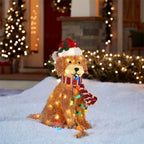 ⭐ LED Weihnachtsdeko Garten Hund | Beleuchtete Acryl Figur 35cm | Batteriebetrieben Aussen