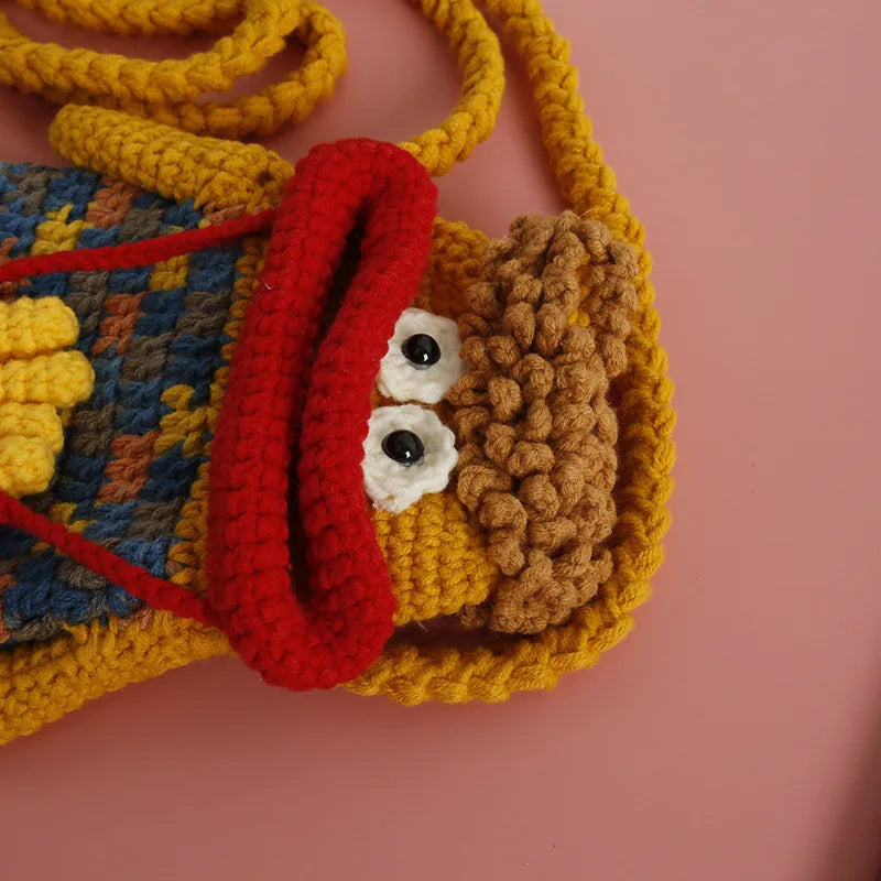 ⭐Handgehäkelte Wurstlippen Tasche | Lustige Umhängetasche | Ugly Cute Handyhülle
