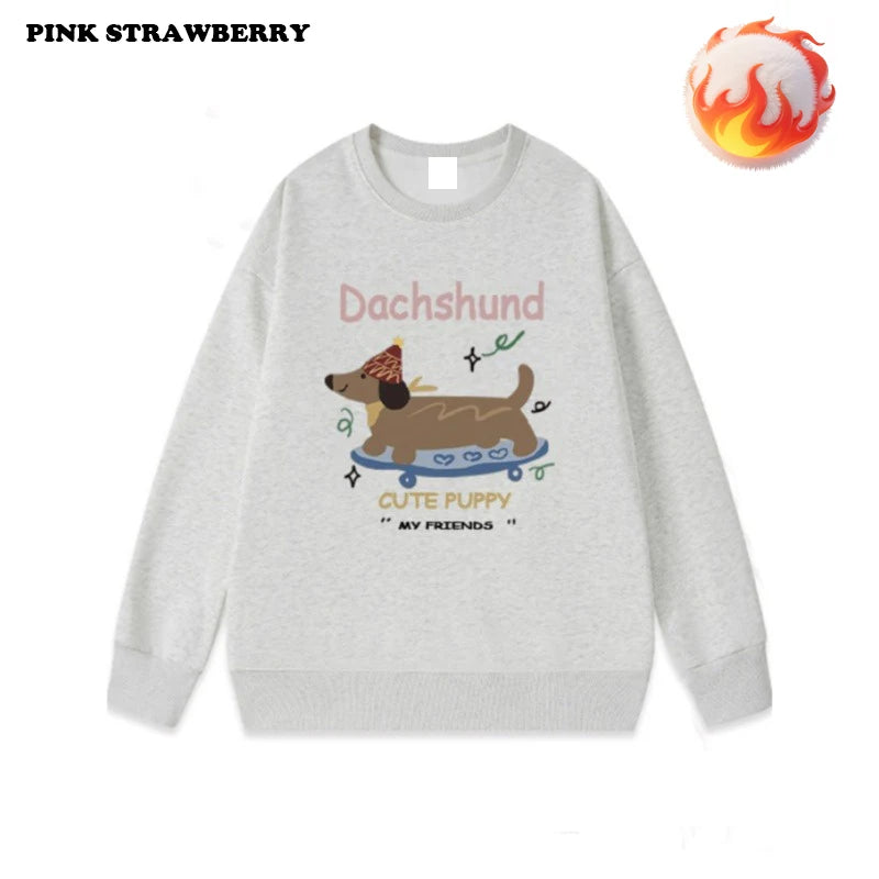 ⭐ Dackel Plüsch Hoodie Damen | Korean Style Oversized | Y2K Kawaii Pullover 2025