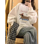 ⭐ Dackel Plüsch Hoodie Damen | Korean Style Oversized | Y2K Kawaii Pullover 2025