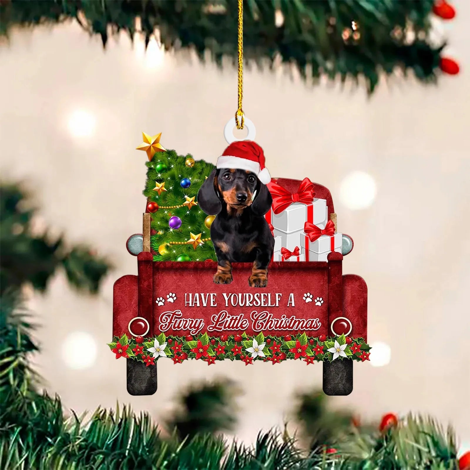 ⭐ Dackel Weihnachtsbaum Anhänger | Lustiger Hunde Christbaumschmuck | Deko & Geschenk