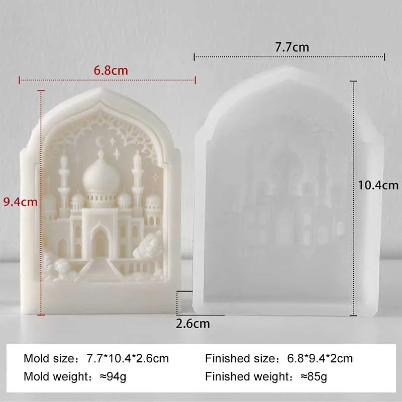 DIY Eid Mubarak Ramadan Star Moon Series Silicone Mold Handmade Aroma Cylinder Candle Molds Islam Muslim Building Ramadan Mould