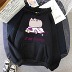 Women Ullzang Cute Cat Sweatshirt Funny Cartoon Pusheen Cat Kawaii Harajuku Korean Style Hoodies Graphic Fashion Hoody Female