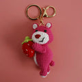 Handmade Crochet Stuffed Key Chain Cartoon Knitted Cartoon bear Rabbit Doll Key Ring Pendant for Boys Schoolbag Key chain