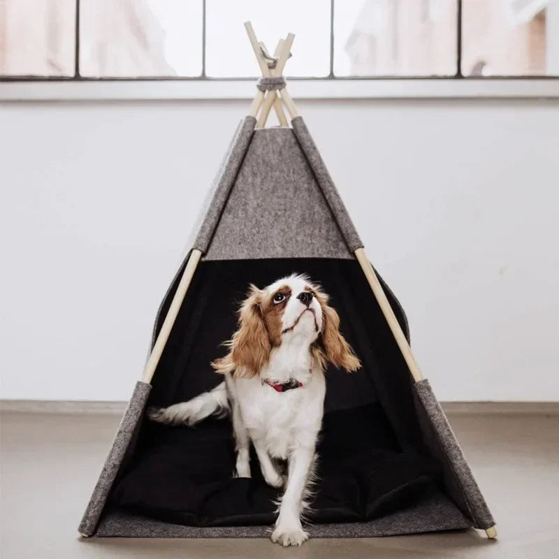 ⛺️ Weiches Hundezeltbett – Waschbares Haustierhaus aus Holz für Hunde und Katzen
