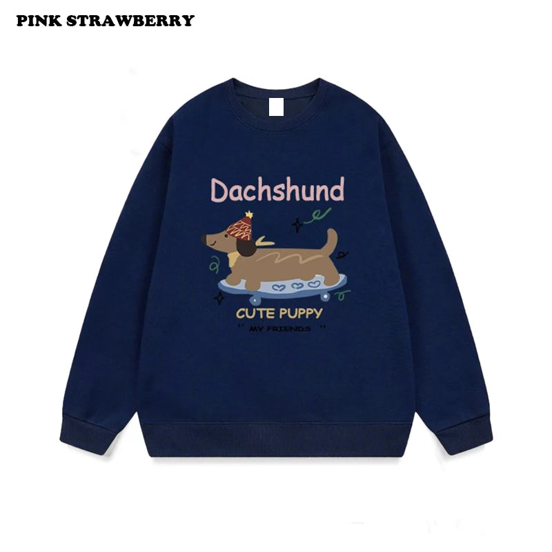 ⭐ Dackel Plüsch Hoodie Damen | Korean Style Oversized | Y2K Kawaii Pullover 2025