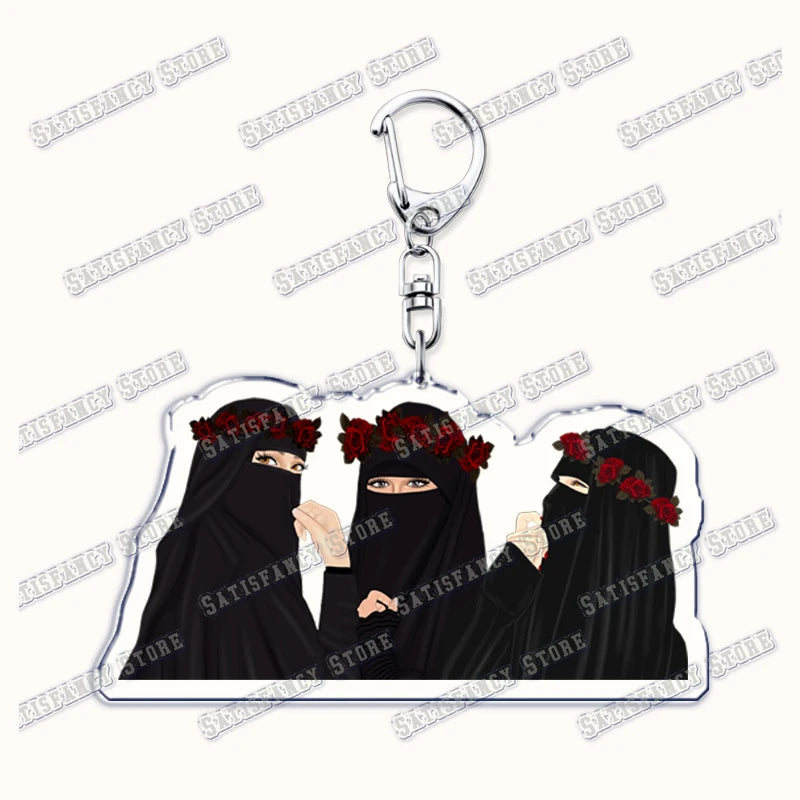 Fashion Islam Muslim Girl Woman Keychains for Accessories Bag Ramadan Eid Mubarak Hijab Keyrings Jewelry Fans Feminism Gifts