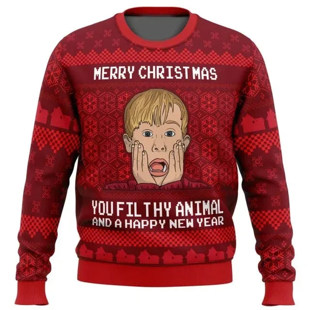 ⭐ Ugly Christmas Sweatshirt Cartoon Anime | Warmer Fleece Pullover | Unisex | Fällt klein aus