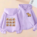 ⭐ Kinder Capybara Hoodie | Lustiger Zip Up Reißverschluss | Manga Sweatshirt Jungen Mädchen