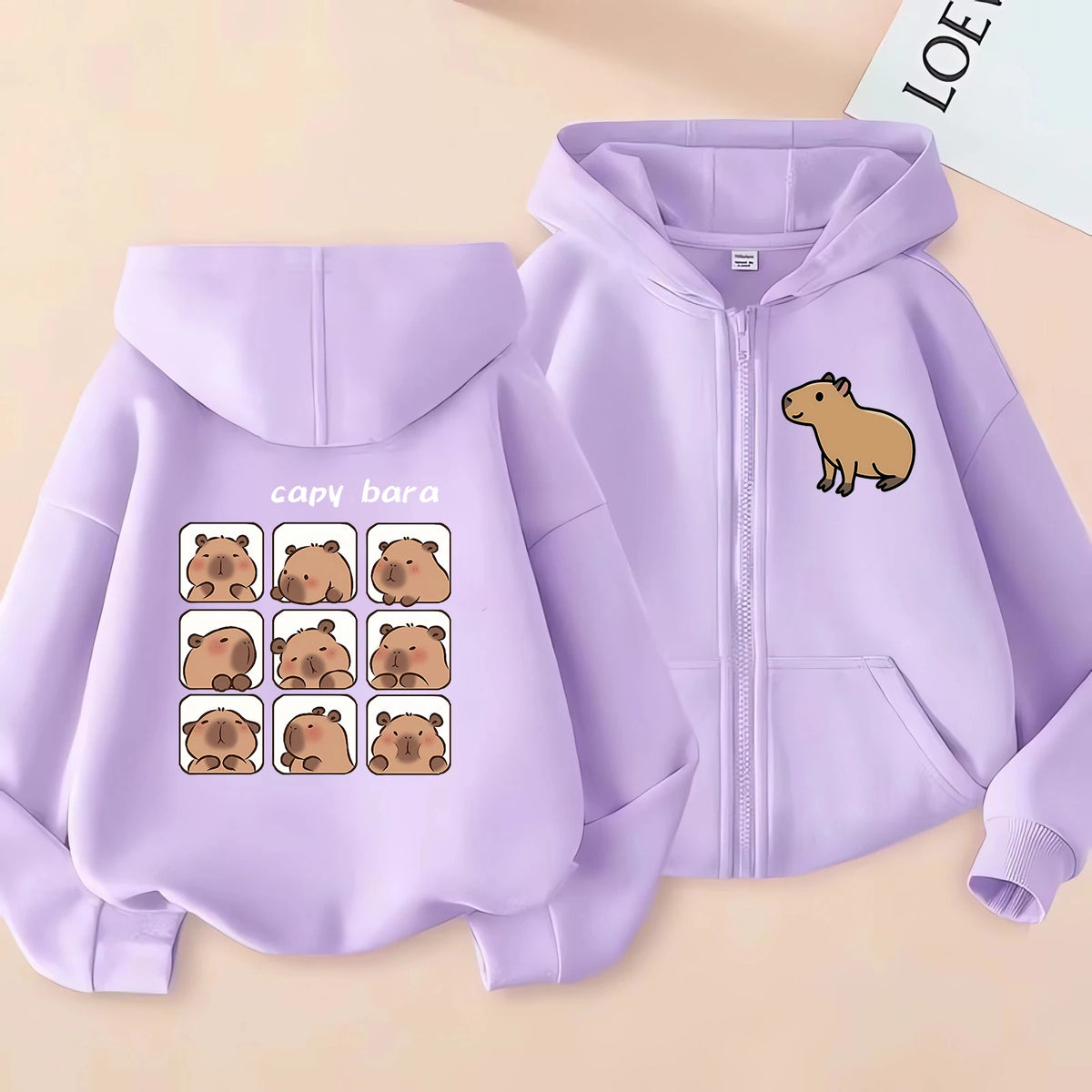⭐ Kinder Capybara Hoodie | Lustiger Zip Up Reißverschluss | Manga Sweatshirt Jungen Mädchen