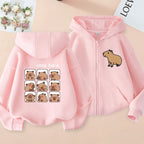 ⭐ Kinder Capybara Hoodie | Lustiger Zip Up Reißverschluss | Manga Sweatshirt Jungen Mädchen