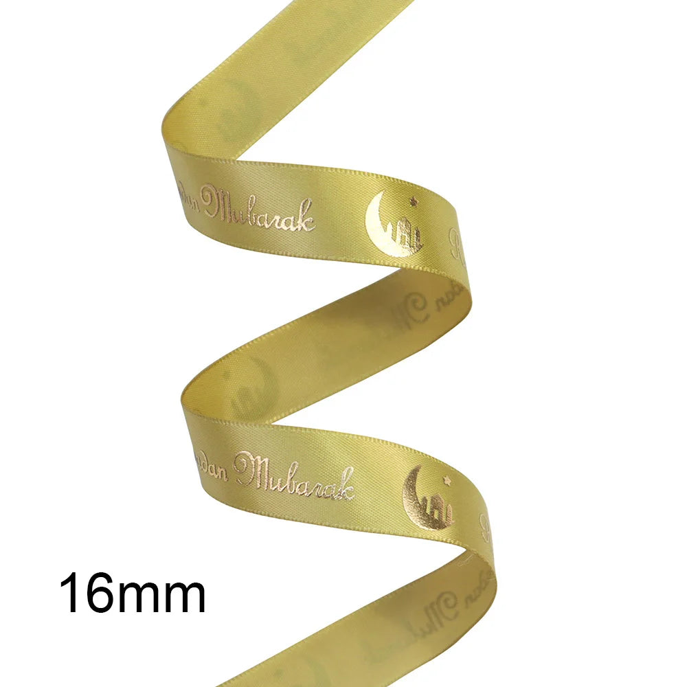 ⭐Satin Geschenkband Eid Mubarak | Goldfolien Aufdruck | Ramadan Deko & Verpackung