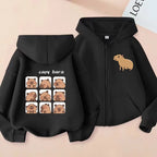 ⭐ Kinder Capybara Hoodie | Lustiger Zip Up Reißverschluss | Manga Sweatshirt Jungen Mädchen