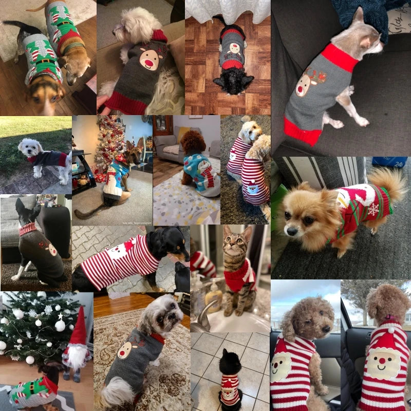 🎄 Christmas Dog Sweater — Warm Knitted Winter Outfit for Dogs & Puppies