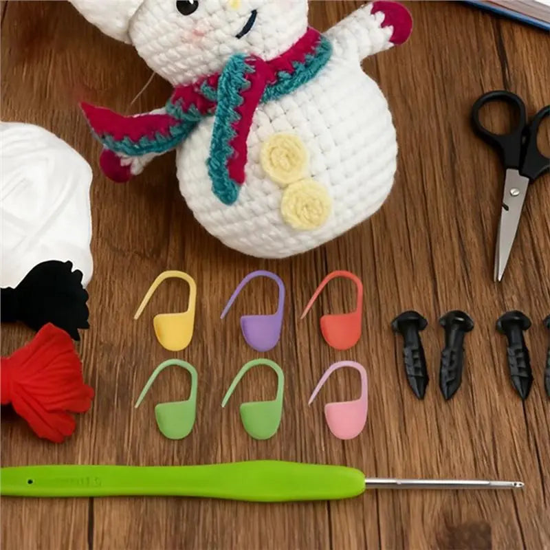 BSEVB-Christmas Snowman Crochet Kit For Adults With Yarn Hook, Video Tutorials& Easy Craft Supplies For Women