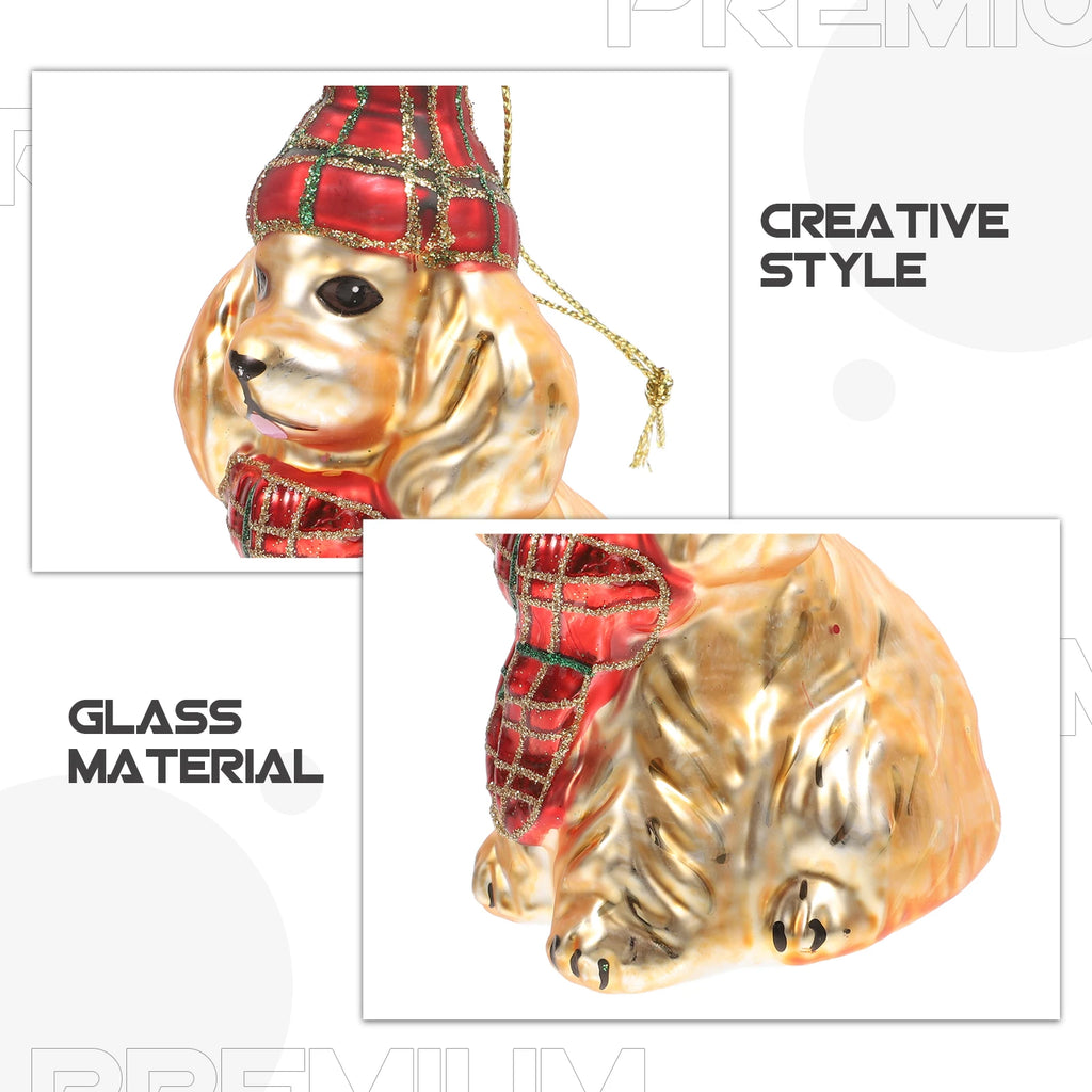 ⭐ Glas Ornament Hund Gold | Weihnachtsbaum Anhänger 10cm | Edler Christbaumschmuck