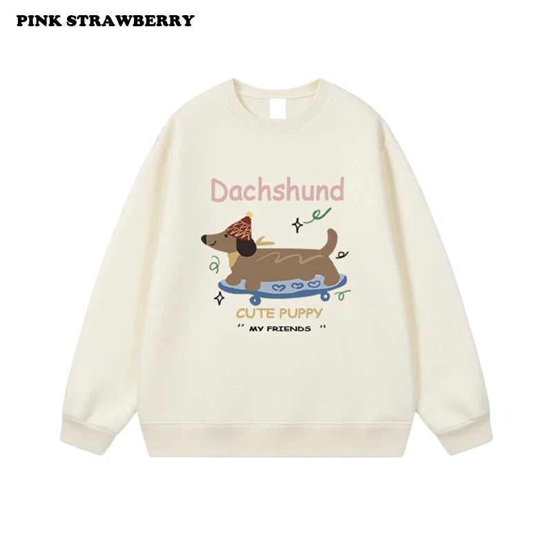 ⭐ Dackel Plüsch Hoodie Damen | Korean Style Oversized | Y2K Kawaii Pullover 2025