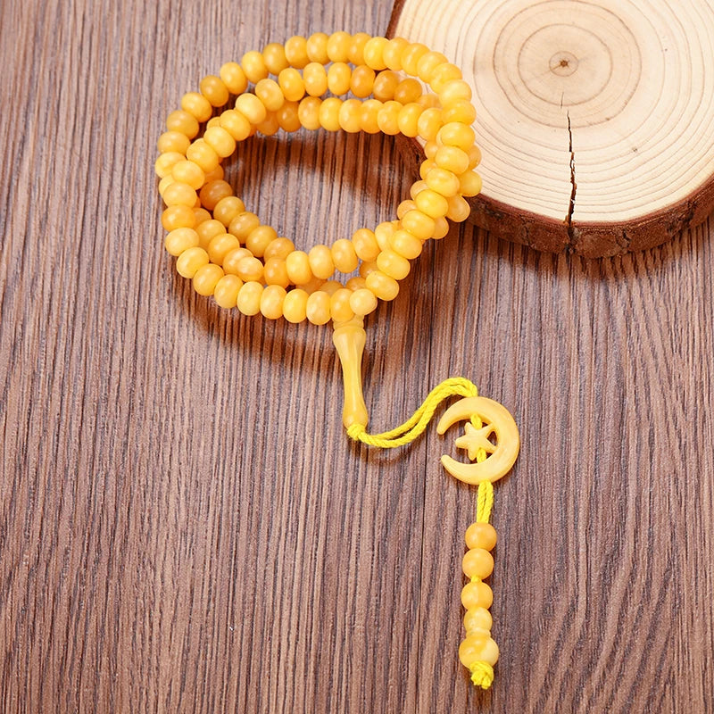 Muslim Rosary Beads Ramadan Eid Gifts Islamic Prayer Acrylic 99 Pieces Beads Arab Ethnic Style Moon Star Tassel Bracelet Jewelry