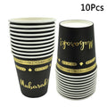 1bag Eid Al-Adha Umrah Mubarak Disposable Paper Cup Plate Ramadan Mubarak kareem Hijab Muslim Islamic Festival Party Decoration