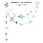 Iridescent Star Moon Circle Garland Ramadan EID Mubarak Birthday Party Decorations Hanging Crescent Twinkle Little Star Streamer