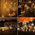 Star Moon Solar Battery String Lights 8Mode Outdoor Christmas Garland LED Fairy Light for Ramadan Festoon Wedding New Year Decor