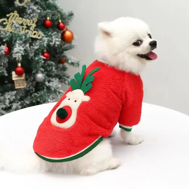 ⭐ Hunde Fleeceweste Weihnachten | Korallenfleece Warm & Weich | XS-2XL | Santa & Elch