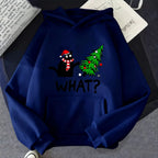 ⭐ Katzen Hoodie Weihnachten | Warmes Fleece Innenfutter | Cat & Tree Print | Unisex S-3XL