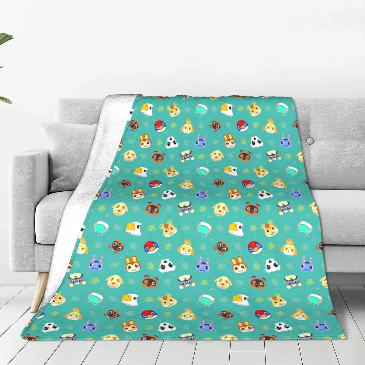 Funny Animals Game Crossing Knitted Blankets Cartoon New Horizons Wool Throw Blanket Airplane Personalised Soft Warm Bedspreads