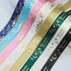 ⭐Satin Geschenkband Eid Mubarak | Goldfolien Aufdruck | Ramadan Deko & Verpackung