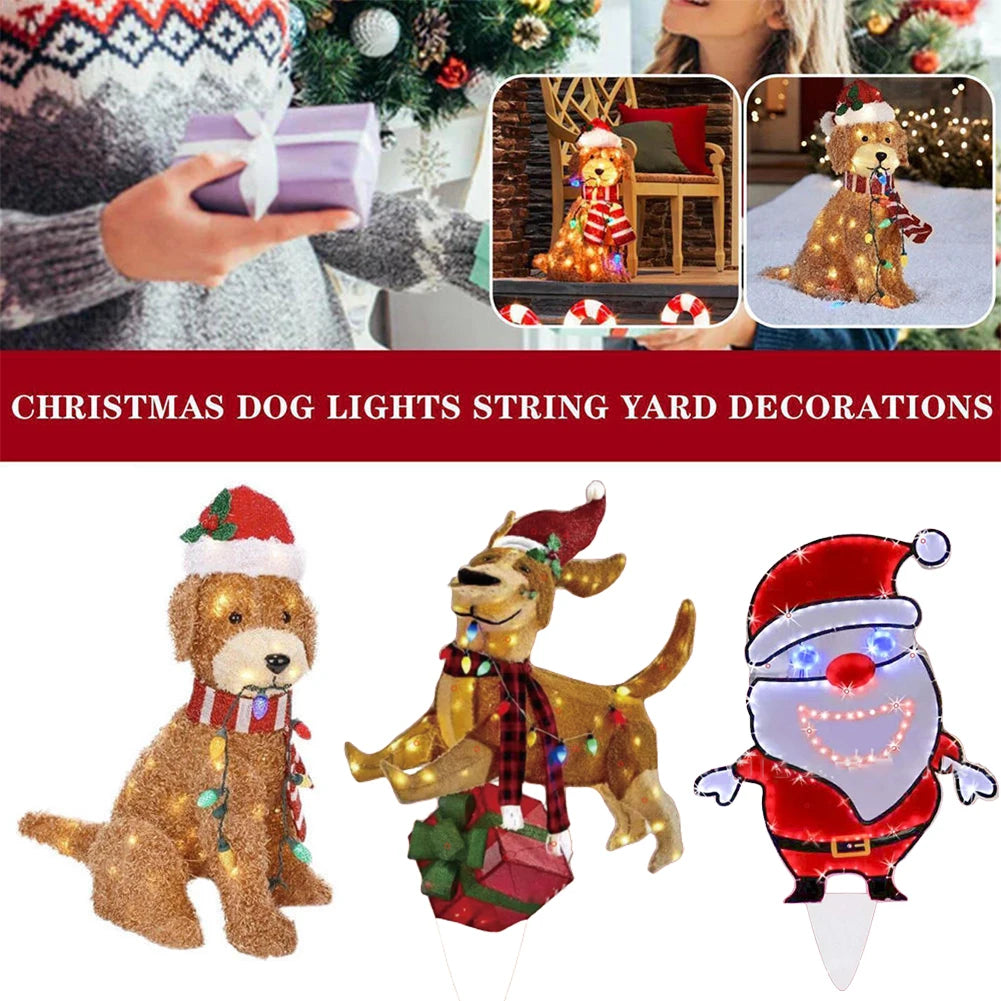 ⭐ LED Weihnachtsdeko Garten Hund | Beleuchtete Acryl Figur 35cm | Batteriebetrieben Aussen