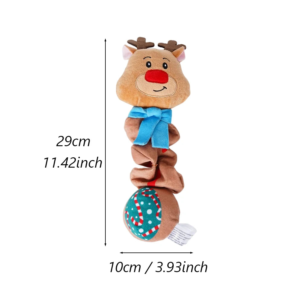 ⭐ Hunde Weihnachts-Plüschtier mit Quietscher | Kuscheltier Rentier Santa | 21-30cm