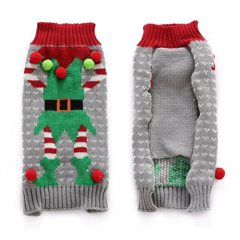 🎄 Christmas Dog Sweater — Warm Knitted Winter Outfit for Dogs & Puppies