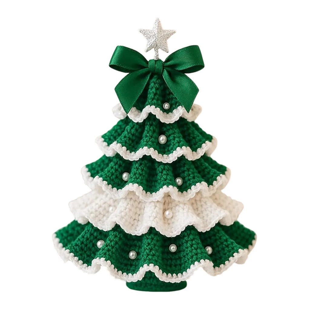 ⭐ DIY Häkelset Weihnachtsbaum | 20cm Tannenbaum mit Perlen & Schleife | Anfänger Kit