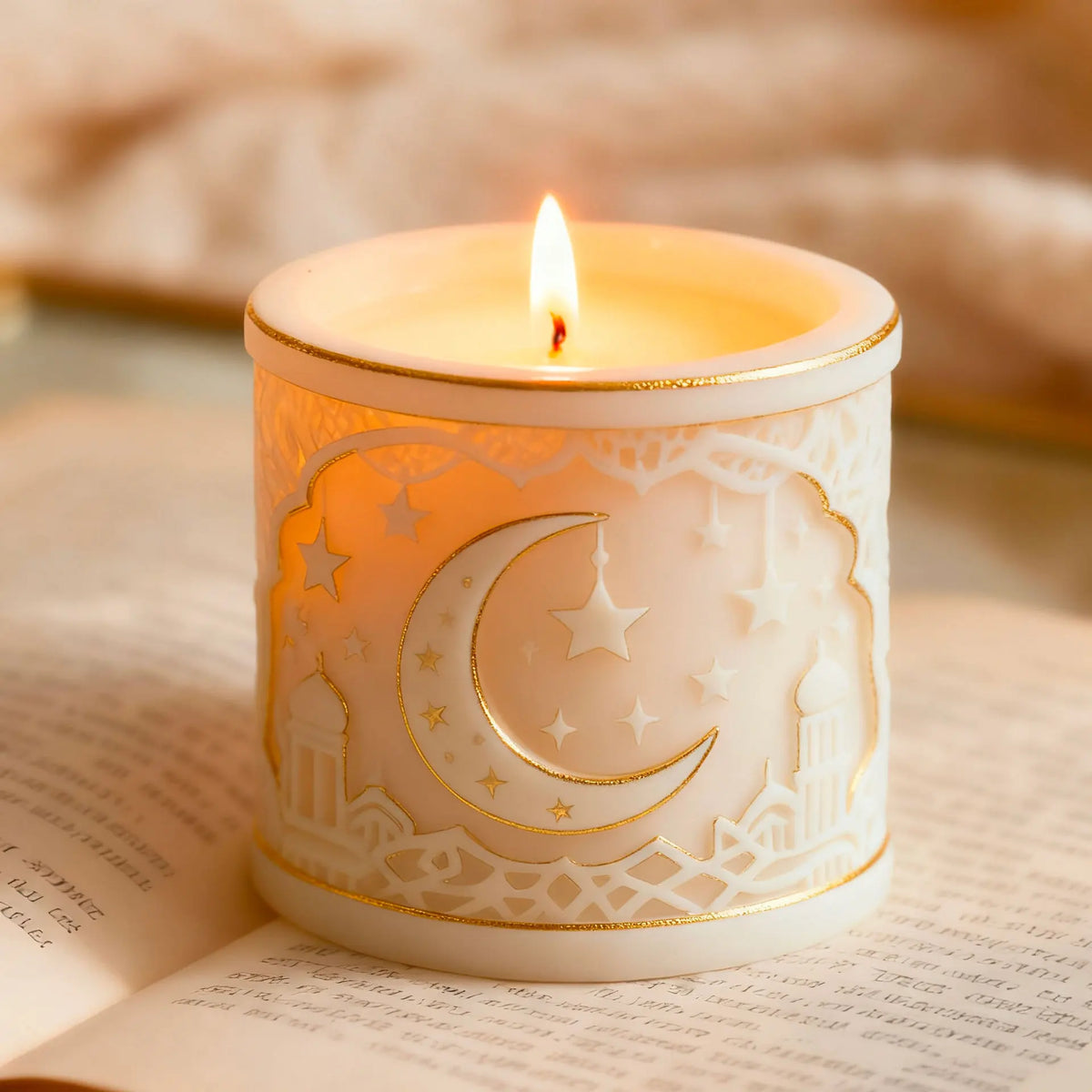 DIY Eid Mubarak Ramadan Star Moon Series Silicone Mold Handmade Aroma Cylinder Candle Molds Islam Muslim Building Ramadan Mould
