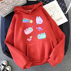 Women Ullzang Cute Cat Sweatshirt Funny Cartoon Pusheen Cat Kawaii Harajuku Korean Style Hoodies Graphic Fashion Hoody Female