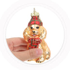 ⭐ Glas Ornament Hund Gold | Weihnachtsbaum Anhänger 10cm | Edler Christbaumschmuck