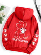 ⭐ Talk To The Paw Hoodie Damen | Lustiger Hunde Cartoon Print | Fleece Pullover