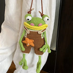 ⭐Frosch Handytasche Big Mouth | Wurstlippen & Lederriemen | Ugly Cute Strick Tasche