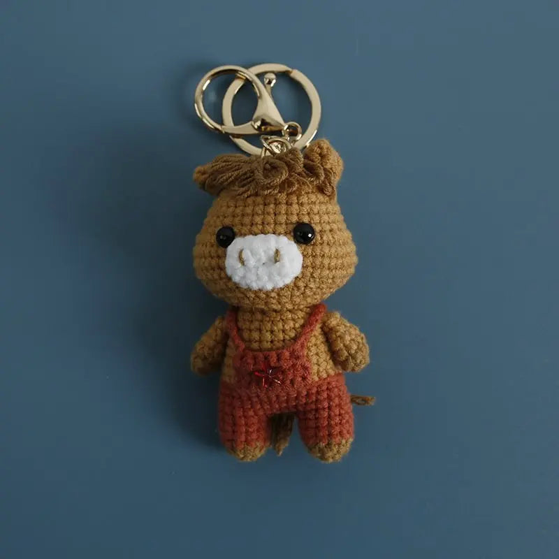 Cute Monkey Dragon Bag Knitting Yarn Keychain Pendant Cartoon Doll Decoration Couple Gift Knit Crochet Supplies