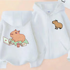 ⭐ Kinder Capybara Hoodie | Lustiger Zip Up Reißverschluss | Manga Sweatshirt Jungen Mädchen